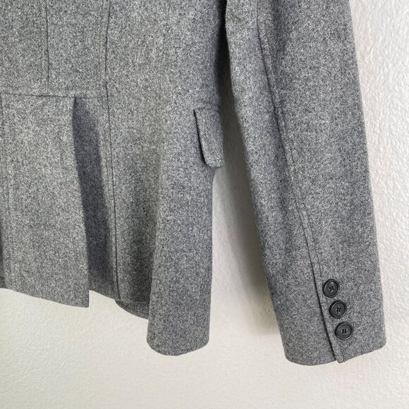 Theory Womens Size 0 Gray Wool Blend Button Asymmetric Military Blazer Jacket - Picture 13 of 15